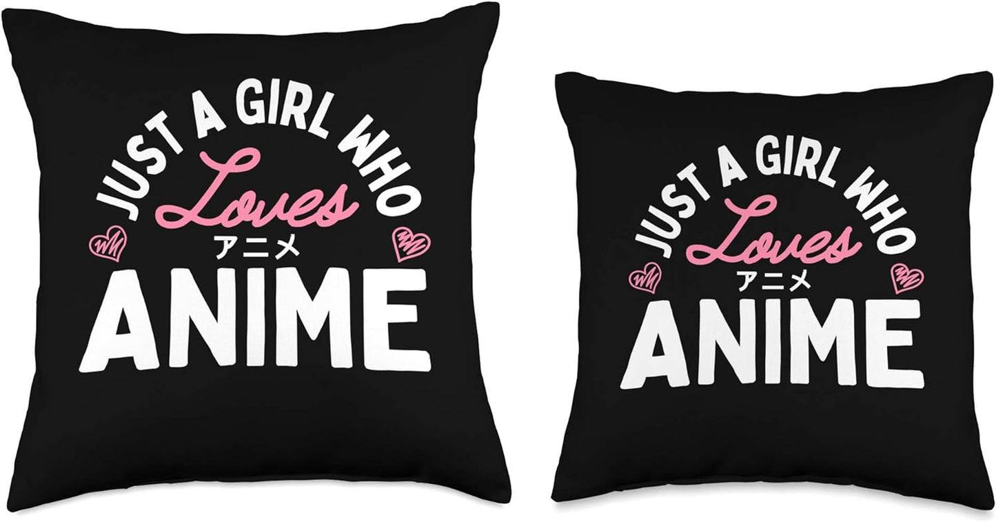 Just a Girl Who Loves Anime Merch Stuff Gifts for Teen Girls Throw Pillow