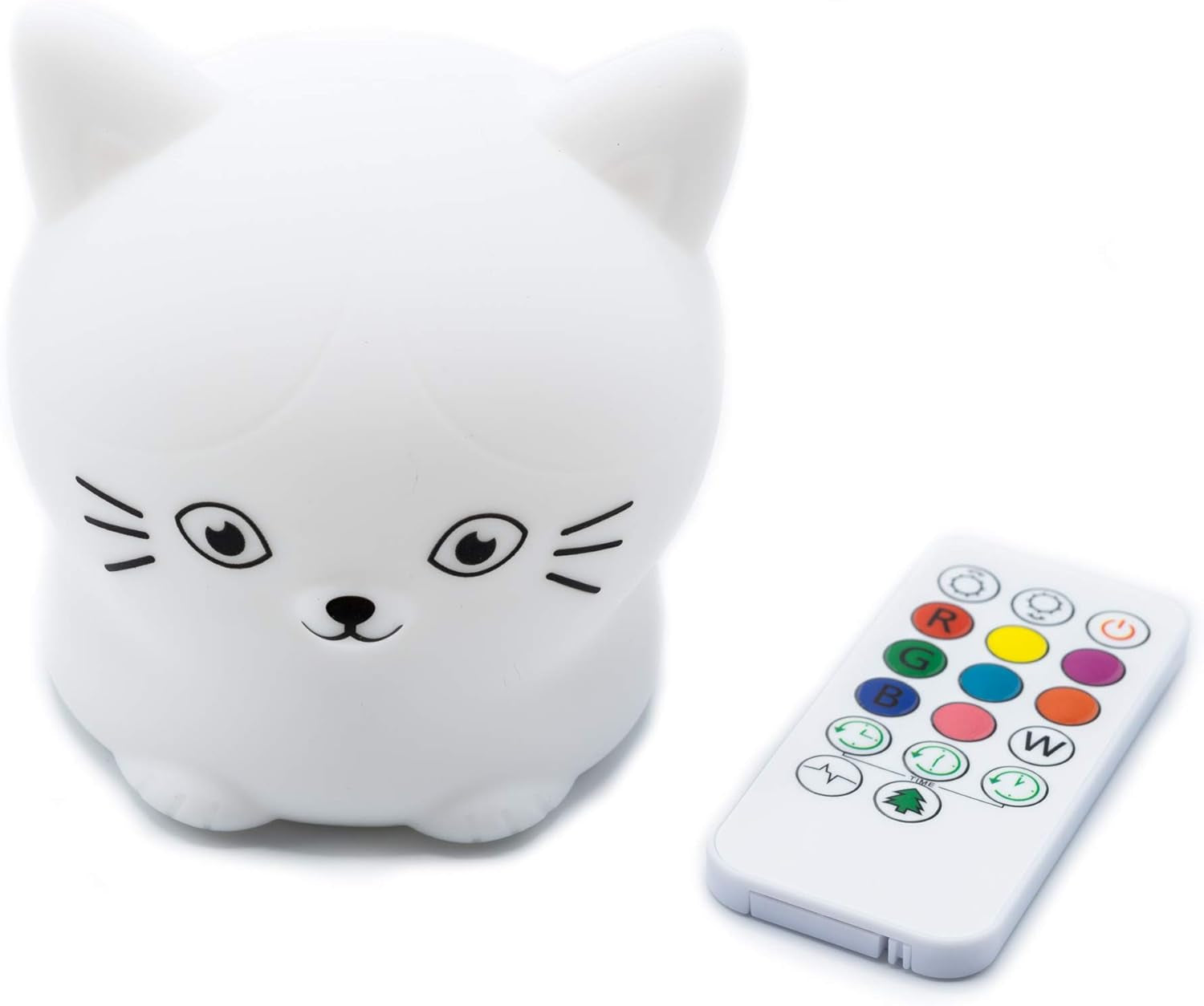 Cute Kitty Nursery Night Light - 9 Colors, Kawaii Cat Lamp, Portable, Remote & Touch Control, Breathing Mode - LED Multi-Color Gifts for Baby, Children