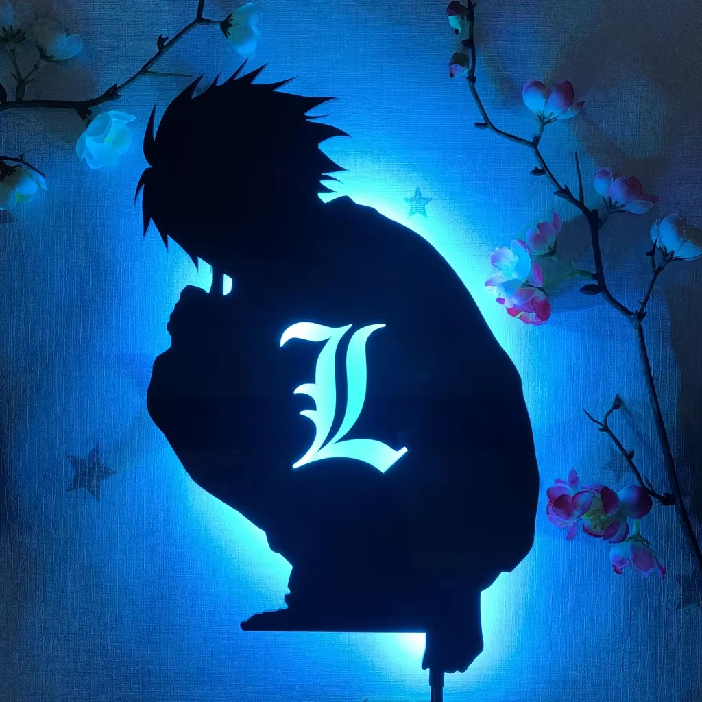 Anime Death Note L Silhouette Light Wall Decor Nightlights for Home Decor Death Note LED Night Light Manga Wall Lamp Bedside