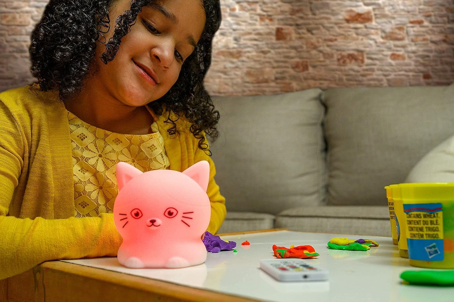 Cute Kitty Nursery Night Light - 9 Colors, Kawaii Cat Lamp, Portable, Remote & Touch Control, Breathing Mode - LED Multi-Color Gifts for Baby, Children