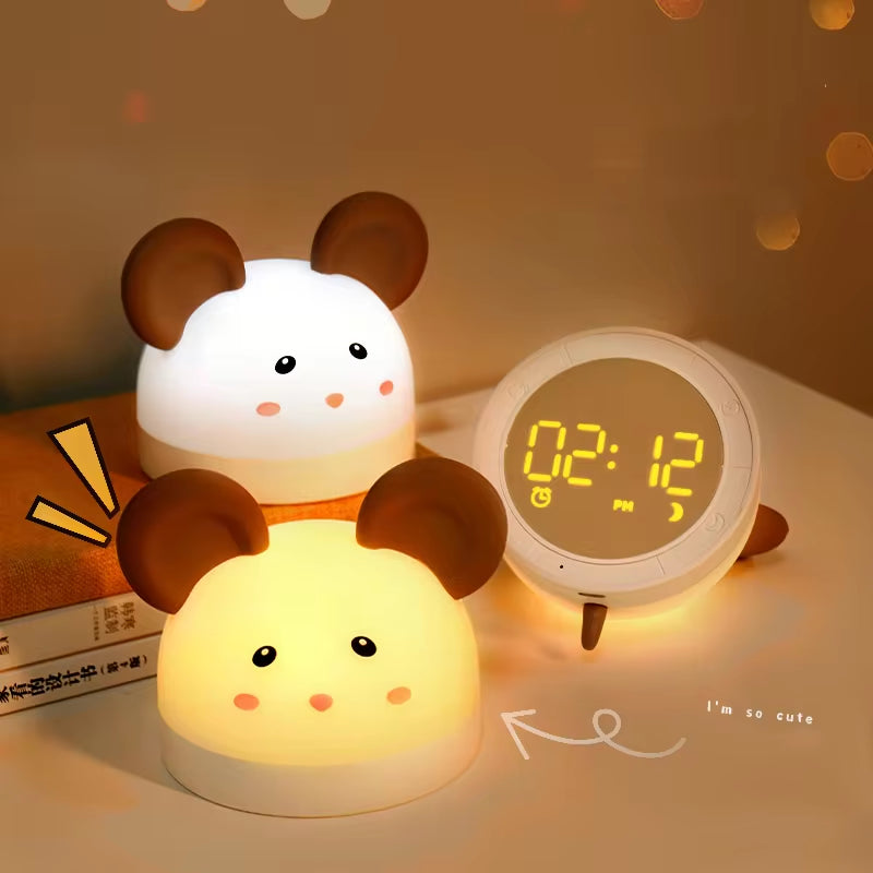 C2 Cute Digital Cartoon Silicone Alarm Clock Little Mouse Alarm Clock Night Light for Kids Bedside Clock Sleep Trainier Wake Up