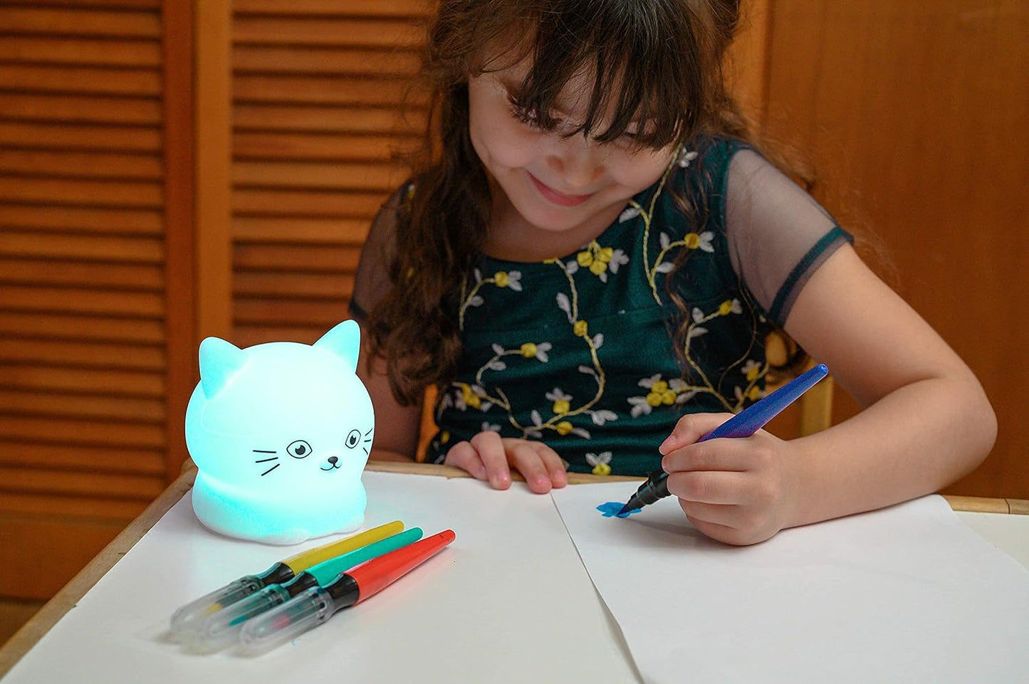 Cute Kitty Nursery Night Light - 9 Colors, Kawaii Cat Lamp, Portable, Remote & Touch Control, Breathing Mode - LED Multi-Color Gifts for Baby, Children