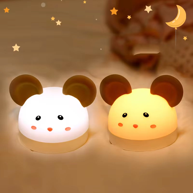 C2 Cute Digital Cartoon Silicone Alarm Clock Little Mouse Alarm Clock Night Light for Kids Bedside Clock Sleep Trainier Wake Up