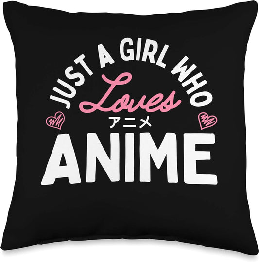 Just a Girl Who Loves Anime Merch Stuff Gifts for Teen Girls Throw Pillow