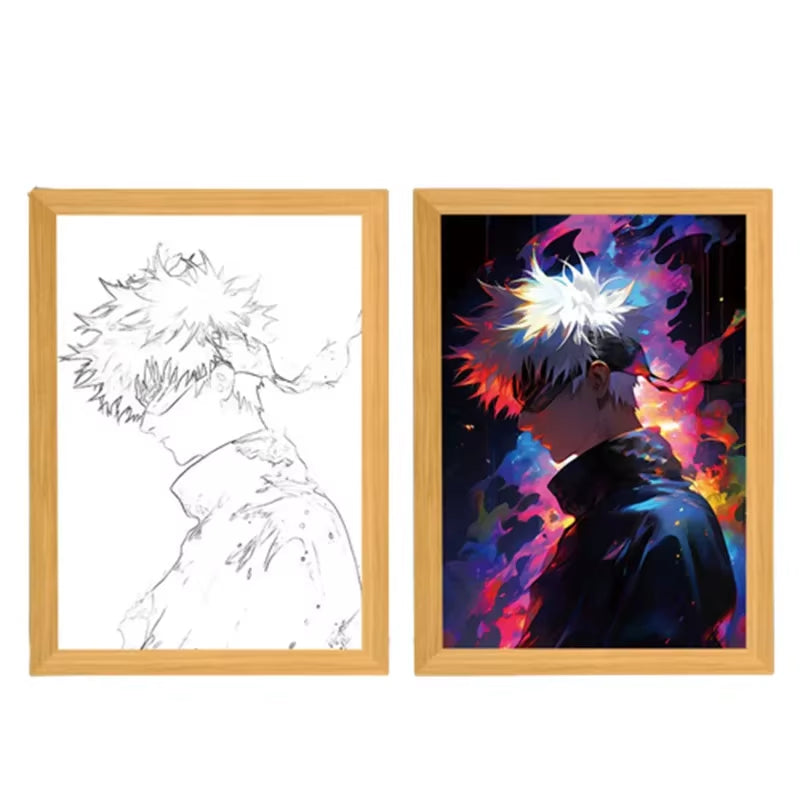 Jujutsu Kaisen Led Photo Frame Light Anime Figure Deco Frame Art Painting Design Night Lamp Cartoon Anime Gojo Satoru Light