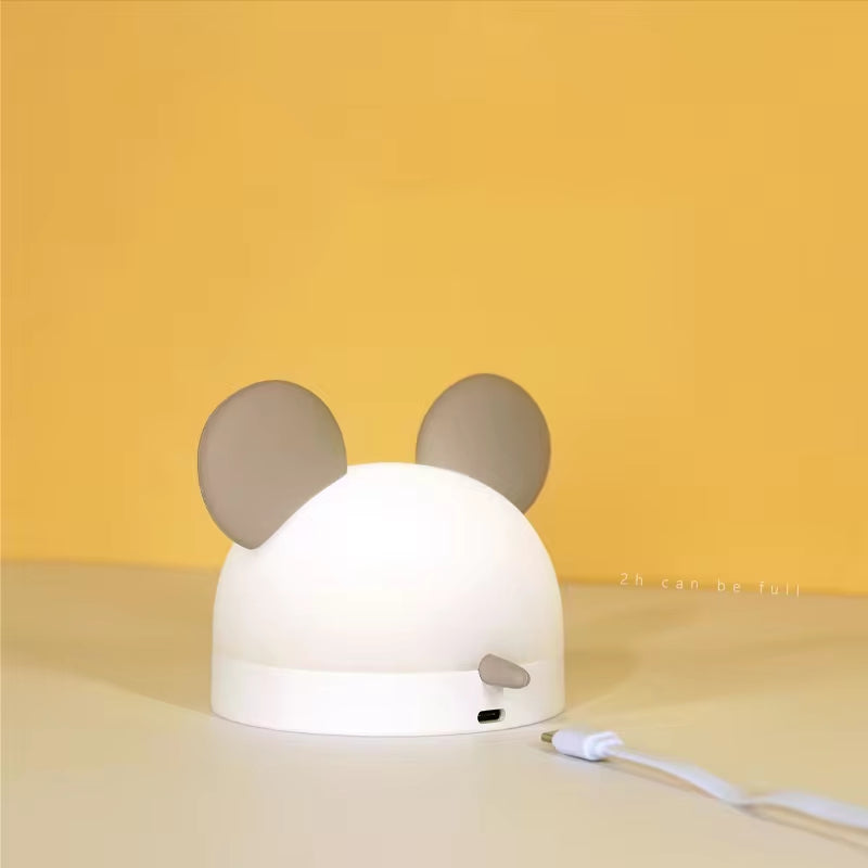 C2 Cute Digital Cartoon Silicone Alarm Clock Little Mouse Alarm Clock Night Light for Kids Bedside Clock Sleep Trainier Wake Up